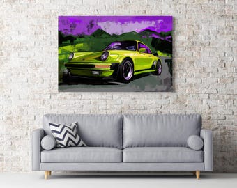 Porsche 911 Art Print | Colorful Porsche Wall Poster | Modern Car Artwork for Man Cave, Office & Auto Enthusiast Gifts