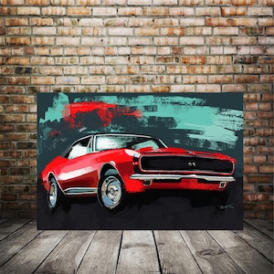 Chevy Camaro art print, original camaro art, Car enthusiast art, man cave garage decor, husband gift ideas, classic car art
