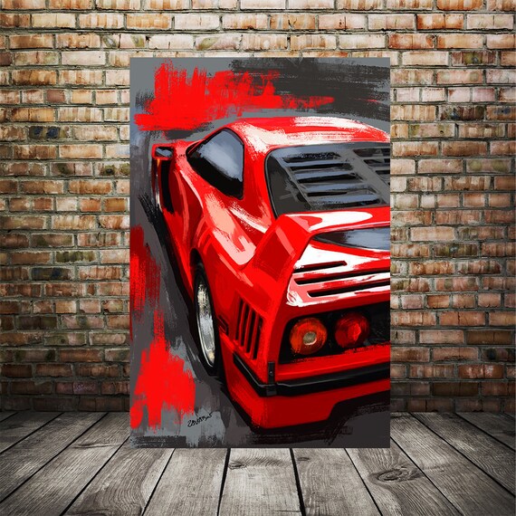 フェラーリ F40 アートプリント | 自動車キャンバスウォールアート