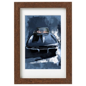 Corvette Stingray art print, Chevy artwork, Car enthusiast art, race car art, man cave garage decor, husband gift ideas, Christmas guy gift