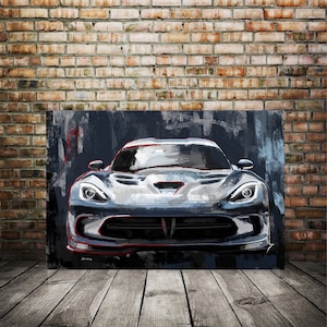 Viper art print, Dodge artwork, Custom car painting, race car art, Custom canvas car art, fathers day gift idea, gift for dad