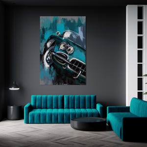 Classic corvette , C1 Corvette art print, Chevy C1 artwork, Car enthusiast art, race car art, man cave garage decor, husband gift ideas