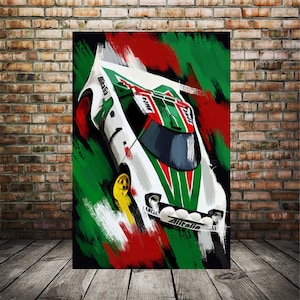 Lancia Stratos Delta  artwork, Car enthusiast art, race car art, man cave garage decor, husband gift ideas, canvas car art gift