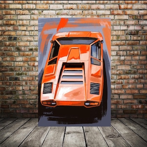 Lamborghini Countach, Automotive decor, Lambo Canvas print, car enthusiast art decor, man cave, garage canvas art, Birthday gift for guy
