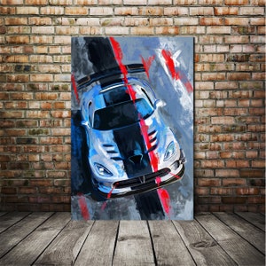 Viper art print, Dodge artwork, Dodge Viper canvas art, Automotive painting, Garage art print, fathers day gift, husband gift ideas
