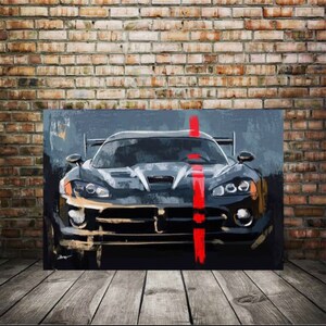 Viper gen 4 art print, Dodge artwork, Custom car painting, race car art, man cave garage decor, husband gift ideas, SRT viper art, viper art