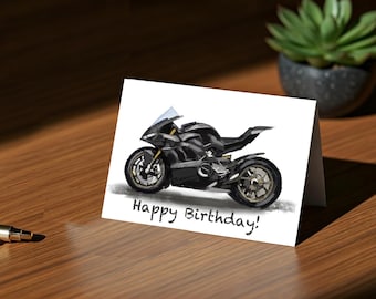 Motorcycle Birthday Card, Ducati Art Greeting Card, Custom Bike Card Set, Motorcycle Lover Gift, Biker Father's day card