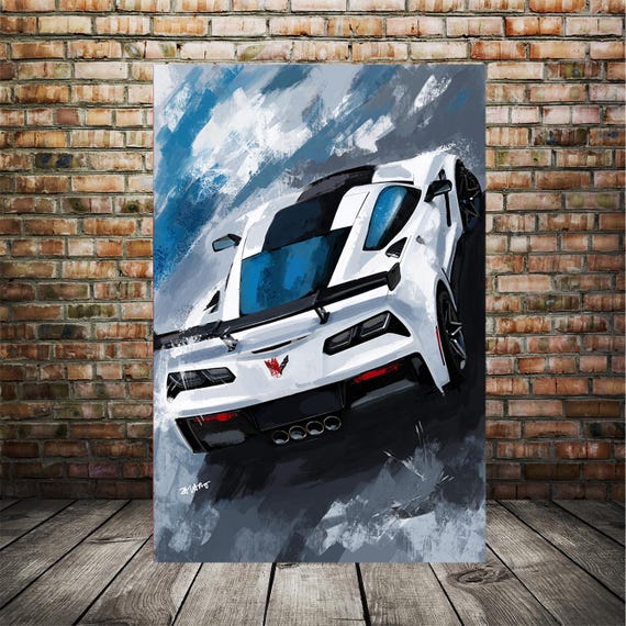 White C7 ZR1 Corvette Wall Art Print – High-performance Chevy