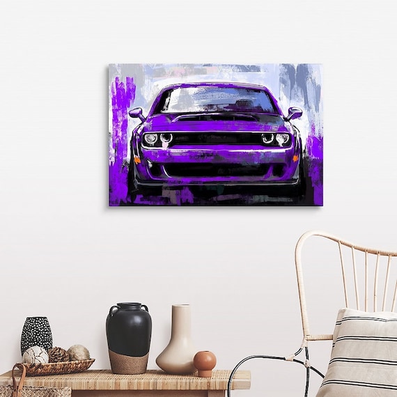 Purple Challenger Hellcat Art Print | Plum Crazy Widebody Canvas