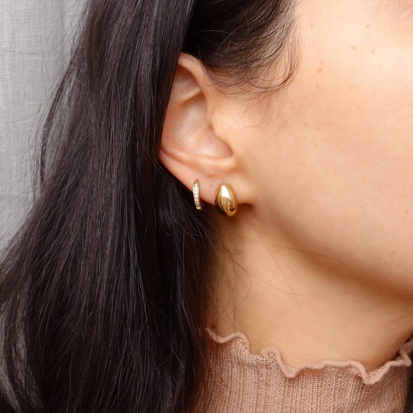 Teardrop 18k Gold Plated Earrings · Mini Dome Teardrop Earrings · Vintage Gold  · Kylie Celebrity earrings · Bottega Inspired
