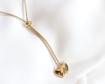 18k Gold  Plated Heart Pendant Necklace · Minimalist Heart Necklace · Gold Box Chain Necklace · Tiny Hearts Necklace · Stainless Steel