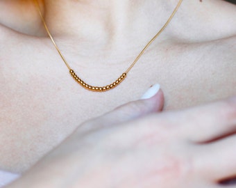 Dainty Beaded Gold Necklace · 18kGold Plated Chain Necklace · Tiny Beaded Gold Necklace · Delicate Necklace · Everyday Layering Necklace ·