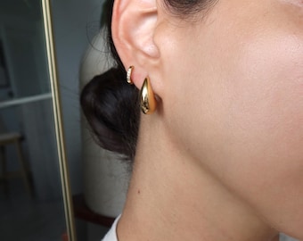 Teardrop Medium Sized 18k Gold Plated Earrings · Mini Dome Teardrop Earrings · Vintage Gold  · Kylie Celebrity Earrings · Bottega Inspired