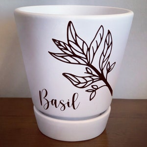 Fioriera per basilico - Regalo carino, fioriera con piattino (bianco), erbe, spezie, coltivate in casa