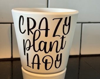 Doniczka Crazy Plant Lady – zabawny żart o roślinach, doniczka na sukulenty i kaktusy