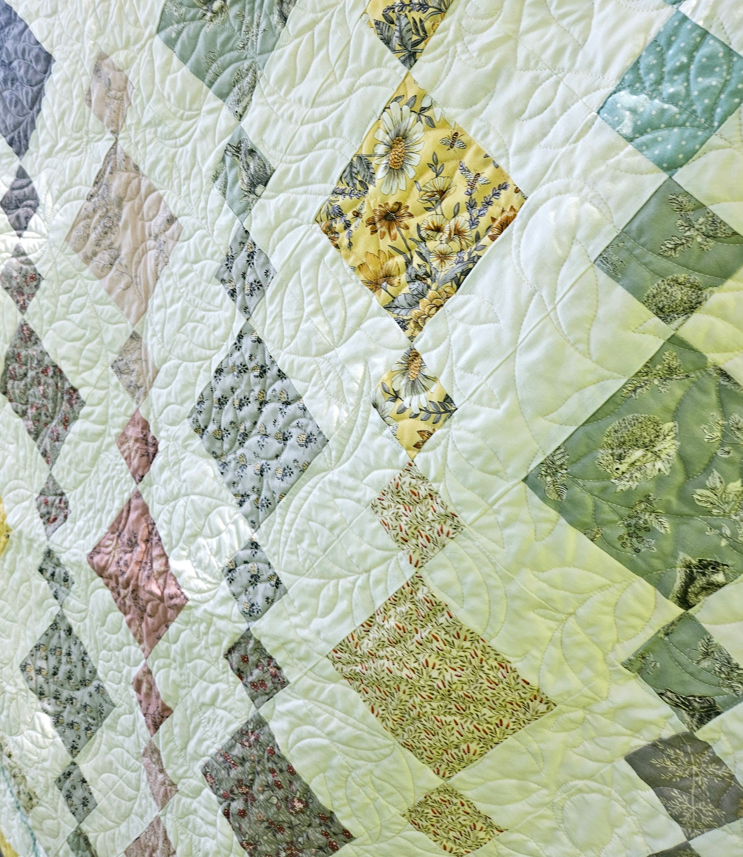 シャンデリアキルト：ハンドメイドスローキルト、タペストリーリーフ