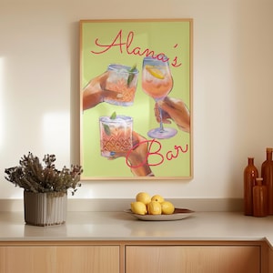 Customizable Trendy bar cart print, Cheers Print, Bar Cart Decor, Retro Kitchen Wall Art, Trendy Wall Art, Drinks Print, Printable Wall Art