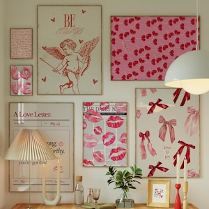 Valentine Print Gallery, Romantische Wandkunst, Retro Valentinstag Ästhetik, Süßes Galentine Decor, trendiges Poster, Set von 28 digitaler Download