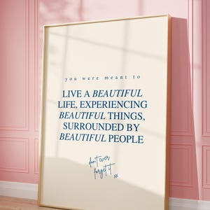 INSPIRATION Schönes Leben Poster | Diese Mädchen Wand Kunst | Wanddekoration für Schlafzimmer & Wohnheim | Trendiger digitaler Download