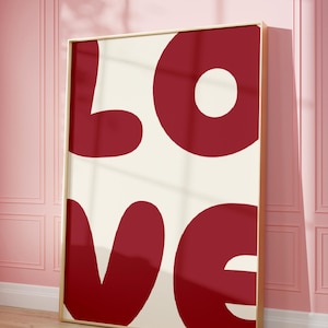 Póster de amor - Impresión de pared de los 70 - Póster preppy - Impresión de pared de moda - Impresión retro - Arte de amor - Póster maximalista - Arte de pared tipográfico de moda - Arte de pared psicodélico