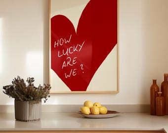 Red Heart Wall Art Print: Retro Dorm Decor