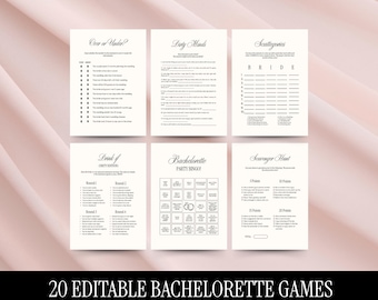 Bachelorette Party Games Printable Bundle for Hen Party Editable Classic Bachelorette Games for Adults Hen Do Fun Bridal Shower Games