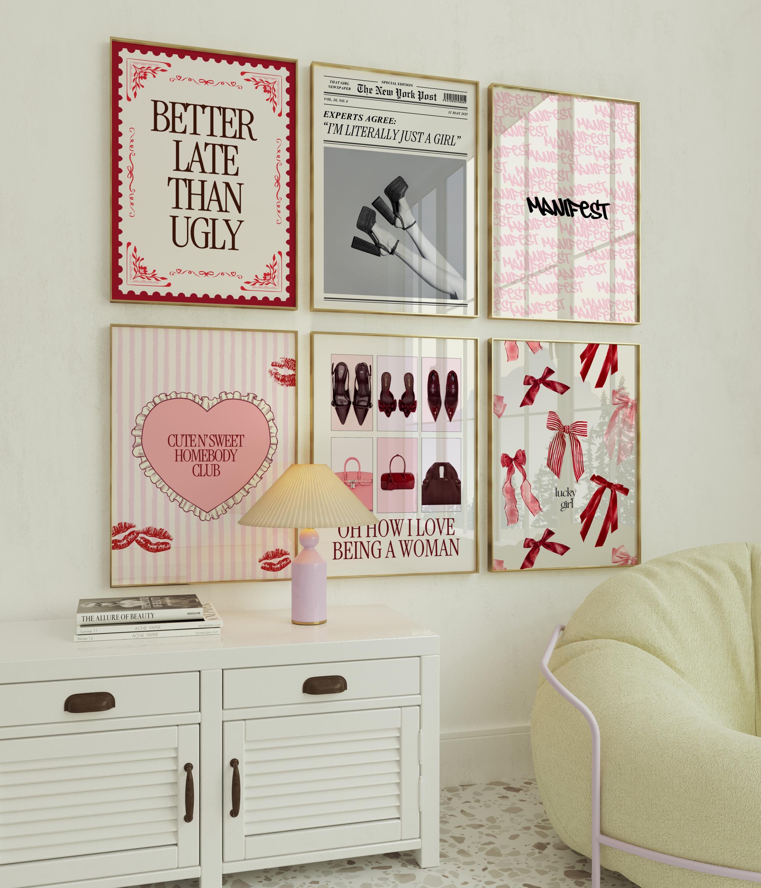 Retro Fashion Prints Set: Girly 70s Gallery Wall Art (Digital Download)