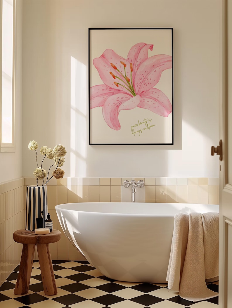 floral bathroom wall art poster