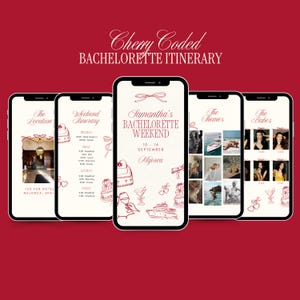 Cherry Coded Bachelorette Itinerary Template: Editable Canva Invite (Digital Download)