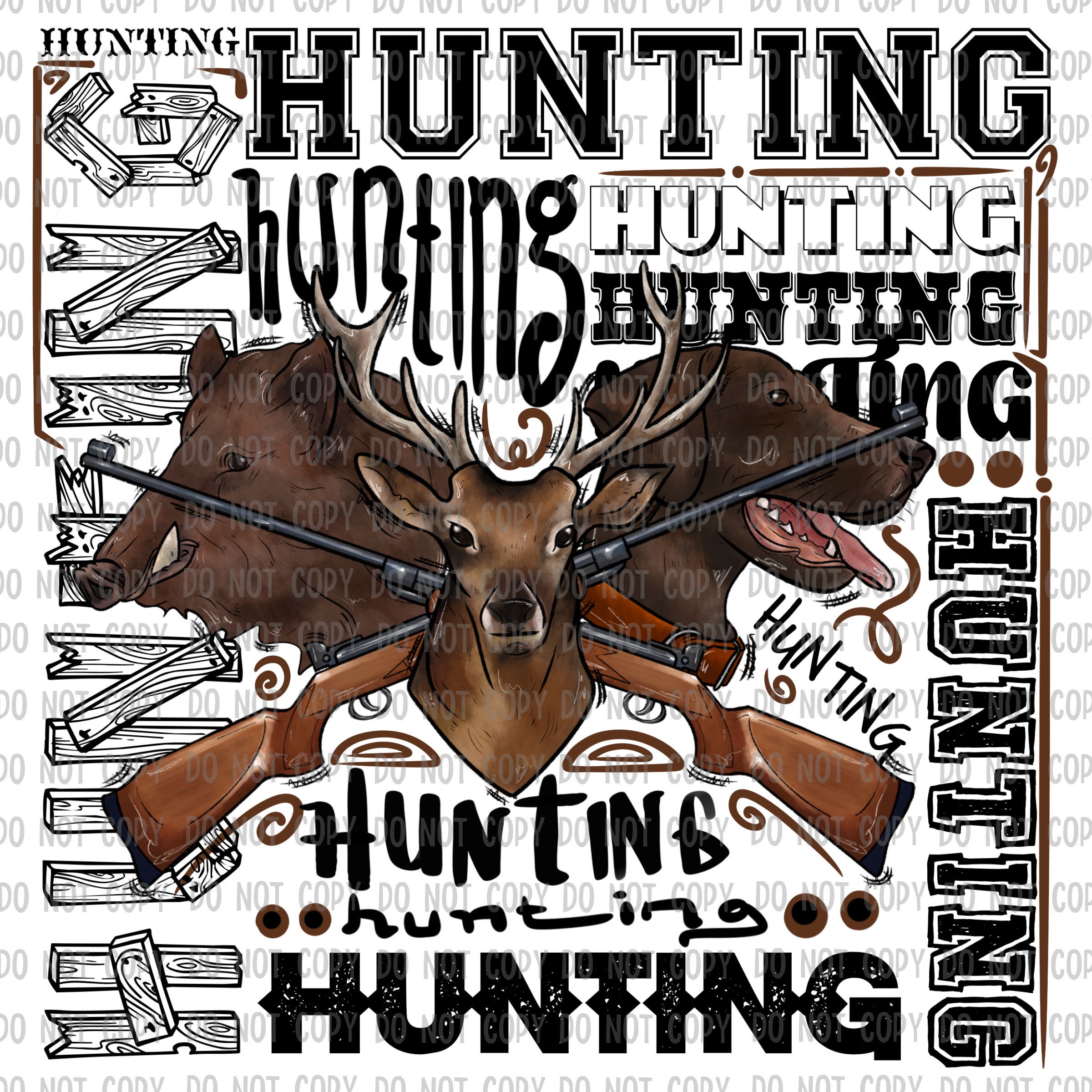 Hunting Typography Letters DTF TransferHunting sHunter DTF Transfer Hot ...