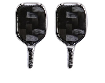 Weiße Edelstahl Kohlefaser Pickleball Paddle Ohrstecker