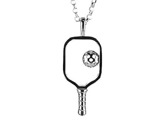 Sterling Silver Pickleball Paddle Pendant including chain