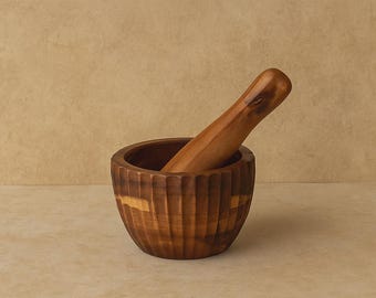 Acacia Wood Striped Model Mortar