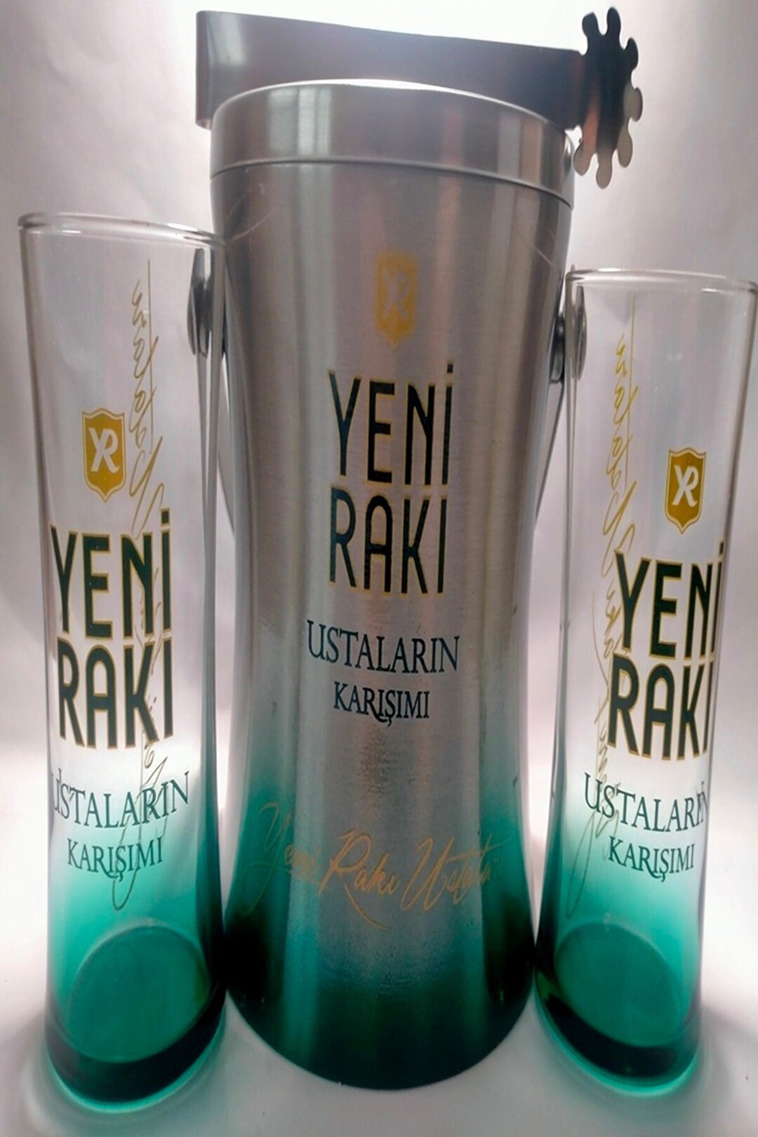 New Raki Mix of Masters Theme Raki Glasses and Ice Bucket Set free Shipping Etsy