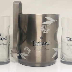 Tekirdag Raki Roasted Anise Theme Glasses and Ice Bucket Set