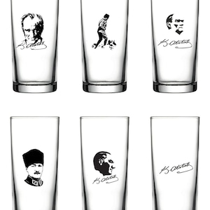 Mustafa Kemal Ataturk Theme Raki Glass 6 pieces