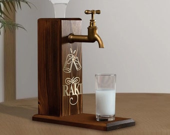 Cheers Theme Natural Wood Gilded Mirror Raki Dispenser