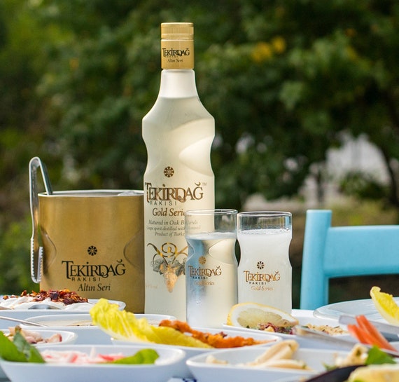 Tekirdag Raki Gold Series Theme Glasses and Ice Bucket Set - Etsy