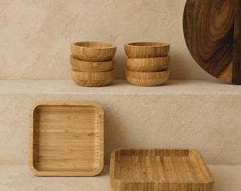 Juego de utensilios de cocina de bambú de 8 piezas