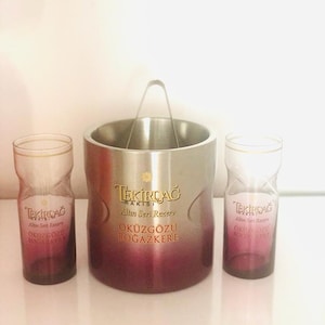 Tekirdag Raki Okuzgozu Bogazkere Theme Raki Glasses and Ice Bucket Set