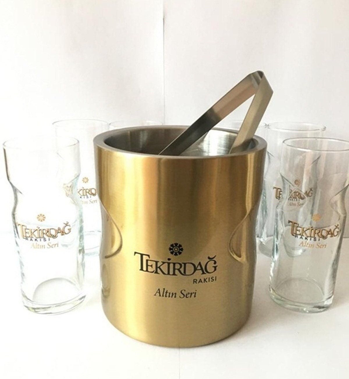 Tekirdag Raki Gold Series Theme Glasses and Ice Bucket Set - Etsy