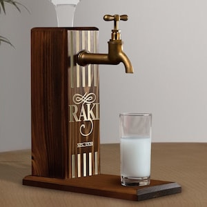 Raki MS.1520 Theme Natural Wood Gilded Mirror Raki Dispenser