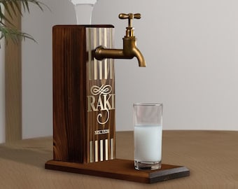 Raki MS.1520 Theme Natural Wood Gilded Mirror Raki Dispenser