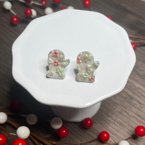 Handcrafted Polymer Clay Christmas Mitten Stud Earrings