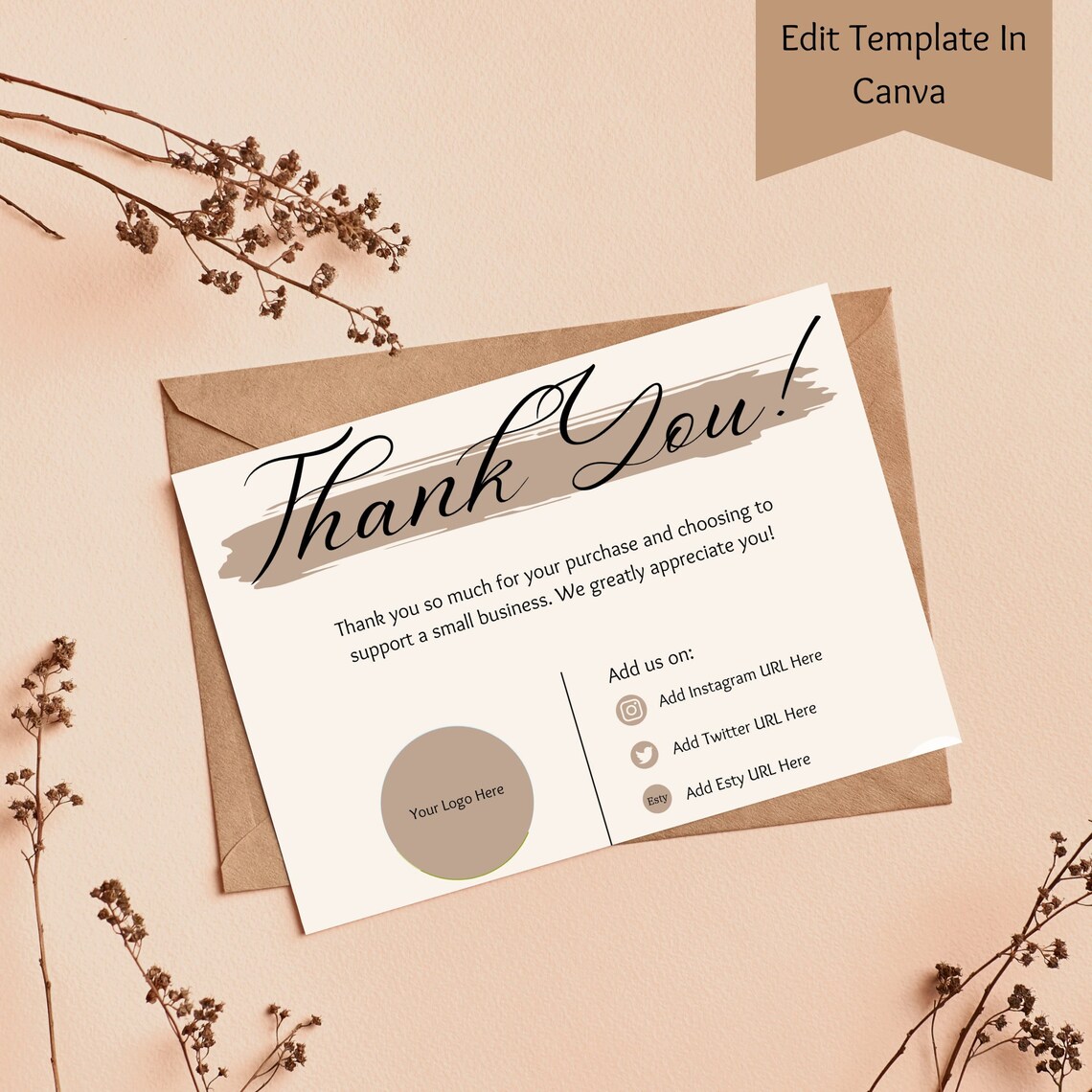 Editable Thank You Cards Printable Thank You Cards Edit in Etsy
