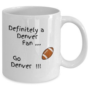 Denver football, fan mug, gift ideas for Denver fan, Denver coffee cup