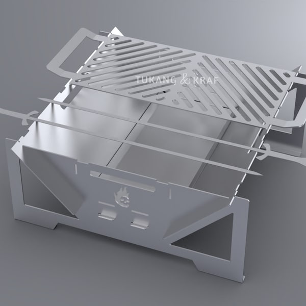 Camping Fire Pit and Grill Collapsible BBQ Barbecue Dxf files for plasma, Grill Fire Pit, Cnc ,Foldable,Plasma,Laser,Portable,Dxf,Svg.