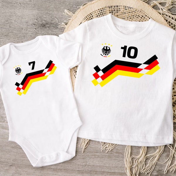 Fußball Retro Trikot T-Shirt Personalisiert mit Zahl & Name | Fussball Shirt Jungen | EM 2024