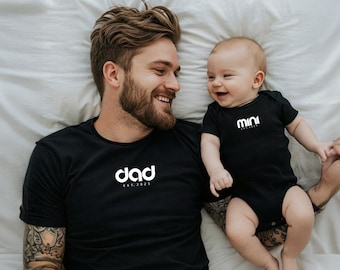 Dad, Mini, Mom Matching Family Outfit Set - Minimalist Gift for Birth, Personalized with Year | Father's Day