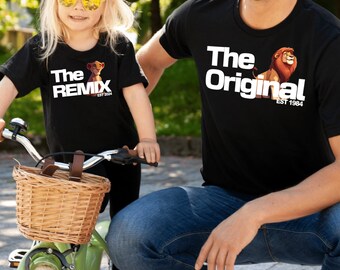 The Original The Remix | Löwen Geburtstagsshirt Vatertag Geschenk Geburt Kinder T-shirt personalisiert für Vater & Sohn Witzig Papa